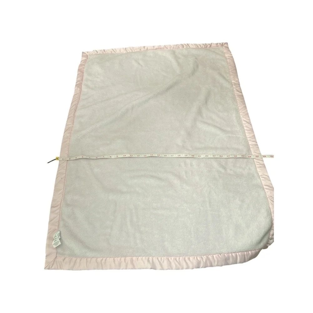 Carter's Pink Plush Baby Crib Blanket Little and Loved Satin Trim Security 40x30